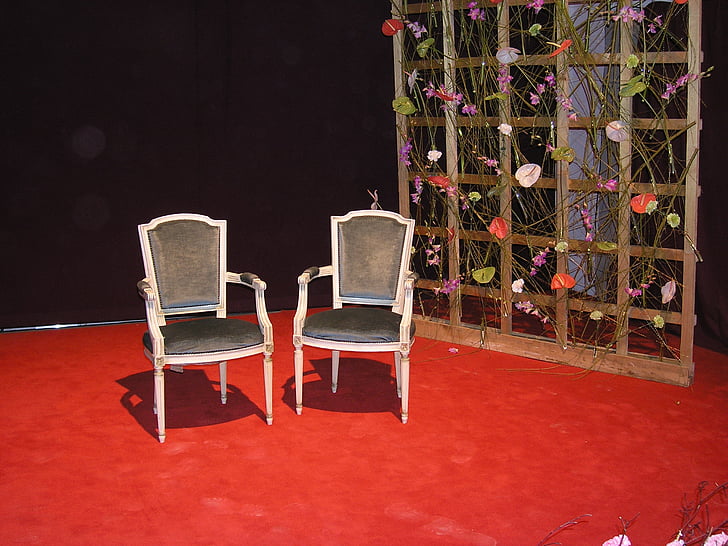 still life, green week, chairs, stage, art