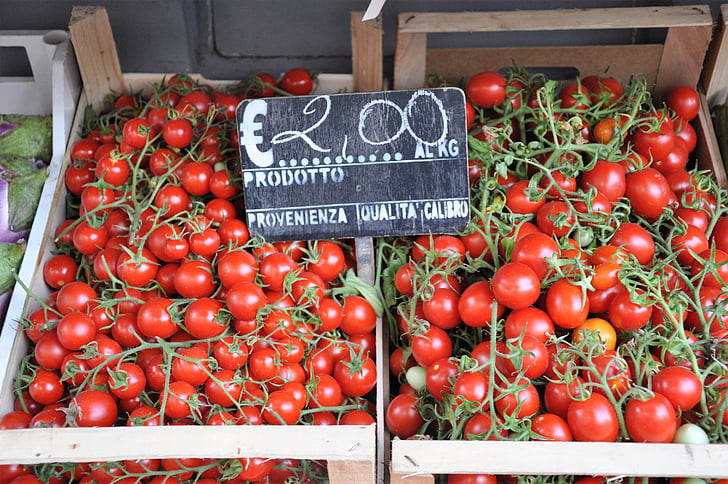 žetva, tržište, Italija, povrće, rajčice