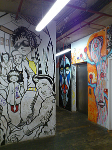 London, Graffiti, Street-art, Camden, Wandbild, Kunst, bunte