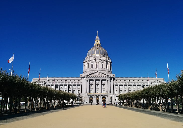 Сан-Франциско, ратуша, SF, небо, ясному небі, США, Західний