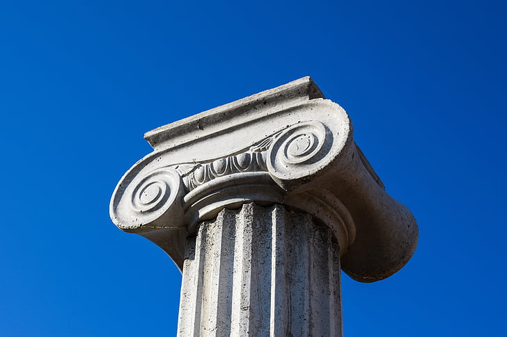 pillar capitals, greek, architecture, column, ionic, elegance, classical
