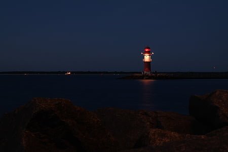 lighthouse, evening, romantic, water, harbour entrance, port, beacon