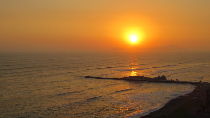 mar, arena, agua, puesta de sol