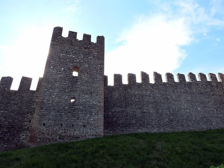 Torre, vegger, himmelen, grønn, festning, slottet, middelalderen