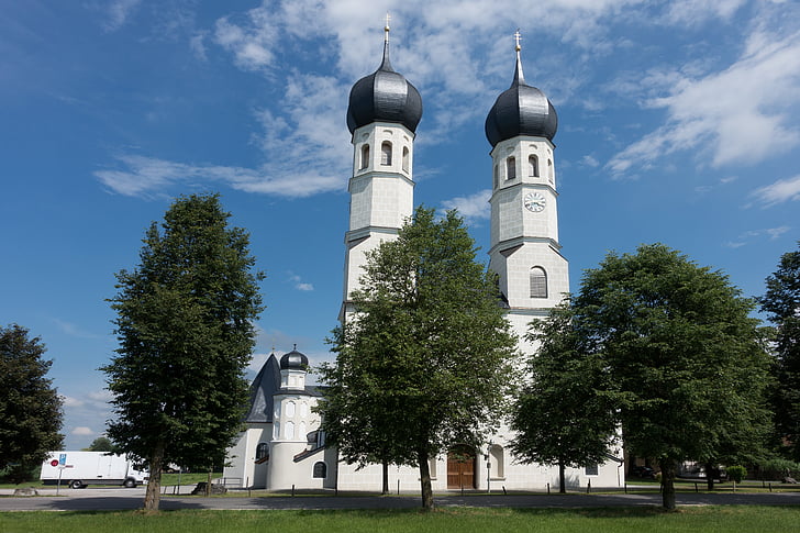 church, pilgrimage church, avenue, house of worship, steeple, architecture, bavaria