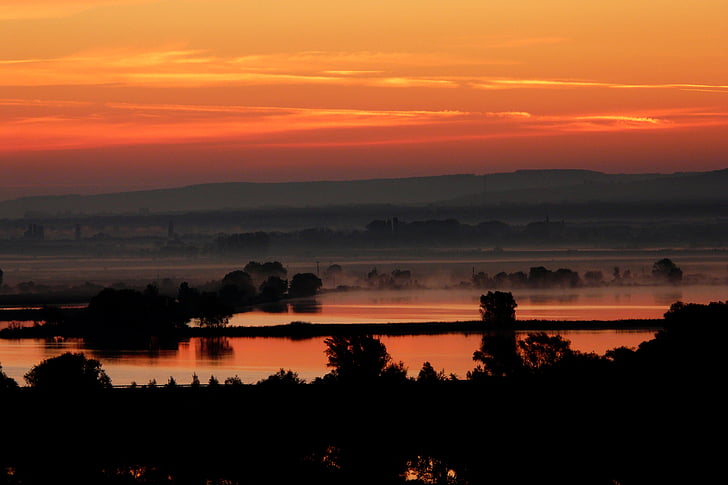 Západ slunce, Chorvatsko, jezero, Sibenik, Příroda, soumraku, krajina