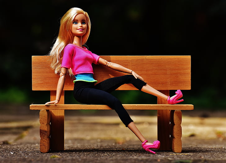 bellezza, Barbie, Banca, sedersi, piuttosto, bambola, affascinante