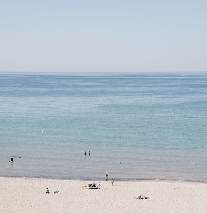 niebieski, Plaża, biały, piasek, Ocean, wody, Wade