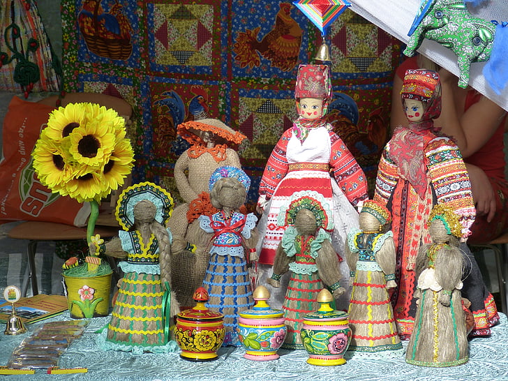 russia, historically, golden ring, market, doll, toys, flea market