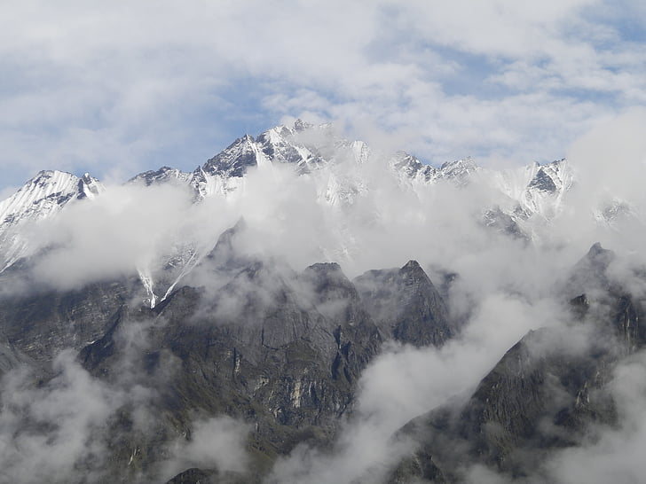 kalnai, Himalajai, Nepalas, Gamta, debesys