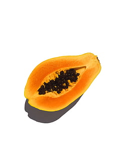 fruit, papaya, cut in half