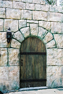 Arch, porte, mur, brique ancienne, façade, entrée, architecture