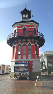 klocktornet, vid vattnet, Kapstaden, röd, byggnad, arkitektur, tornet