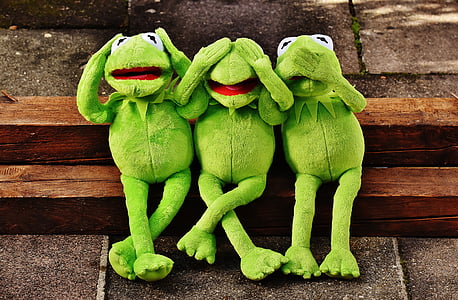 não ouvir, Não veja, Não falo, engraçado, Kermit, sapo, bonito