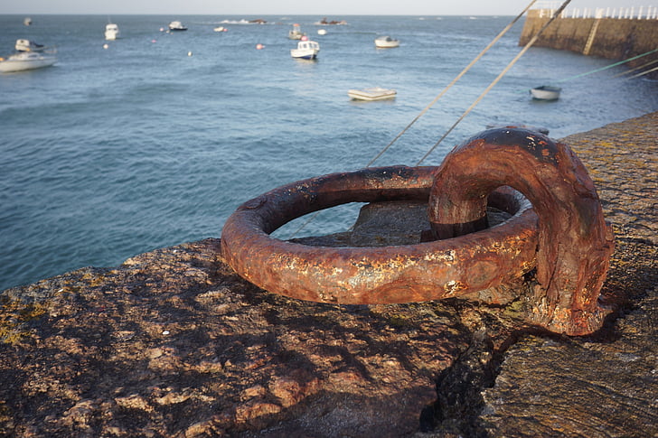 Puerto, moho, barcos, Grillo, Bahía, muelle, oxidado