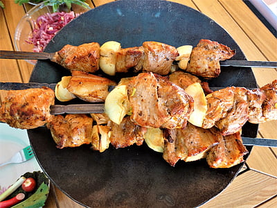 shish kebab, meat, tandoor, mangal, fried meat, food, skewers