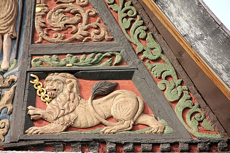 treliça, decoração, animal, Leão