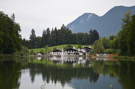 krajiny, svátek, výhledem na jezero, Garmisch partenkirchen