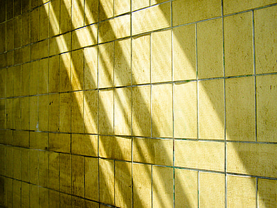 płytki, ściana, żółty, Abstrakcja, stary, światło, Urban