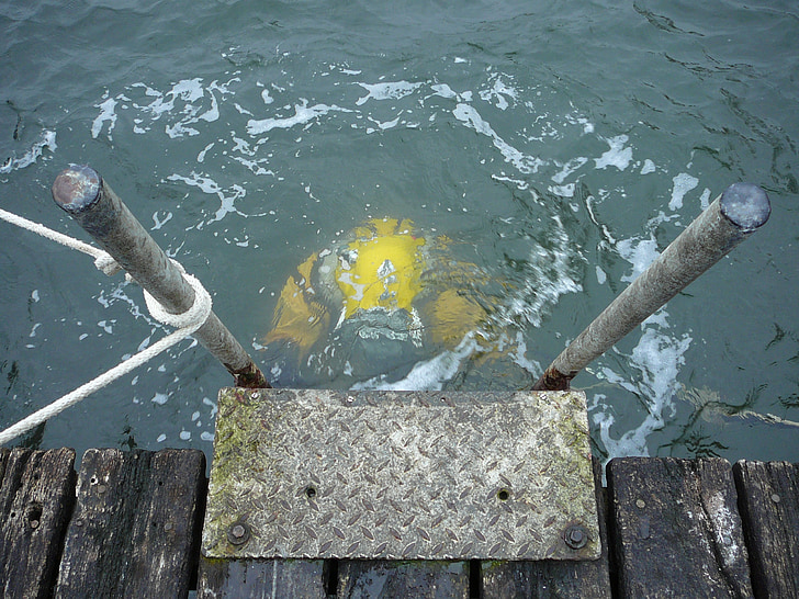 plongeurs, plongeur de casque, dm220, sous l’eau, Dräger