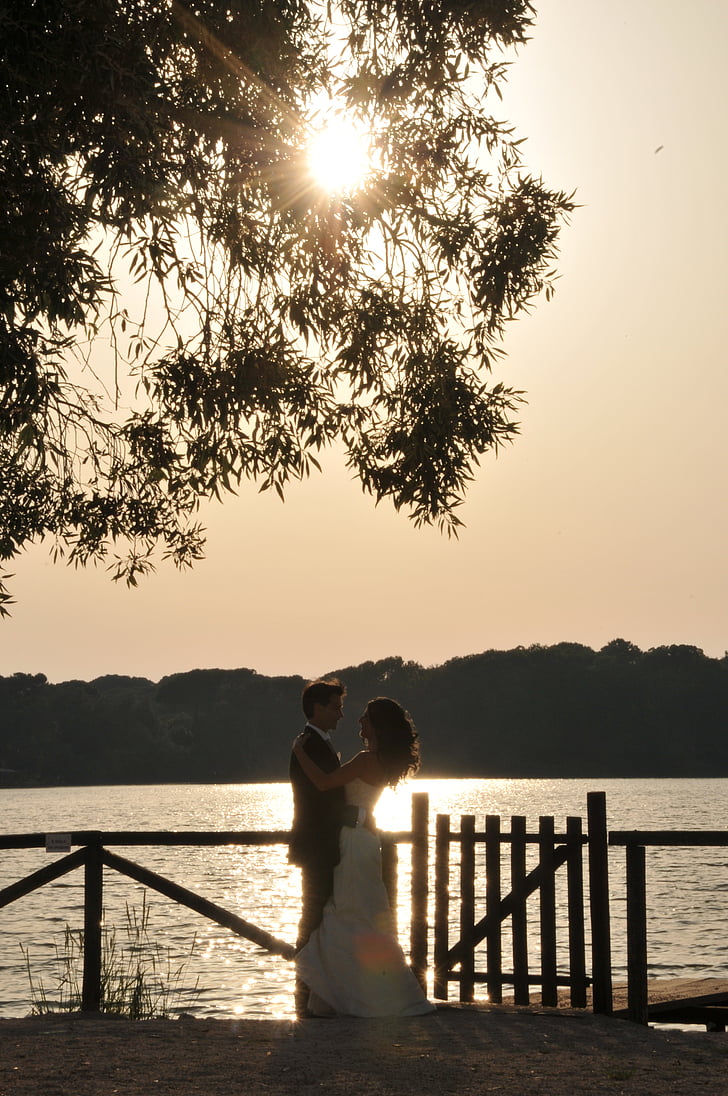 marriage, sunset, wedding, love, spouses, passion, romance