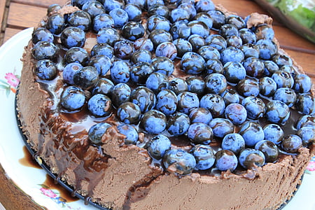 cheesecake, american, bilberry, cake, blueberries, fruit, food