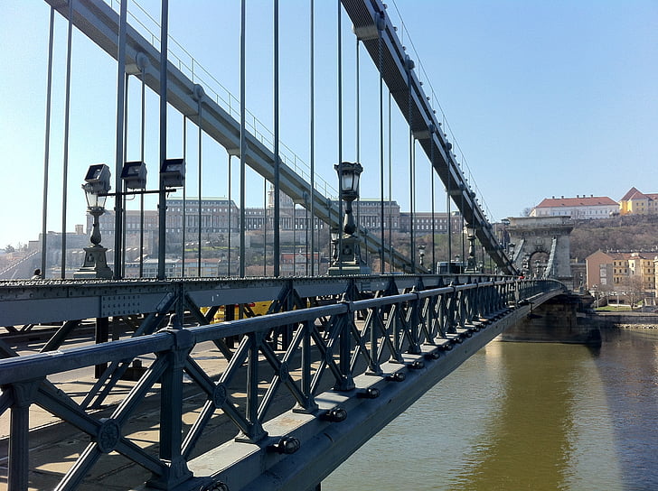 Hongria, Budapest, arquitectura, Pont, ciutat, Romàntic/Lluna, ponts de budapest
