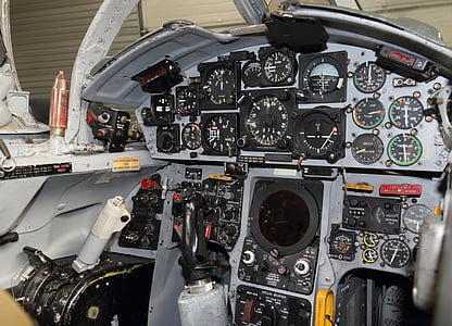 fly, fighter, cockpittet, instrument, panel, målere, kontrol