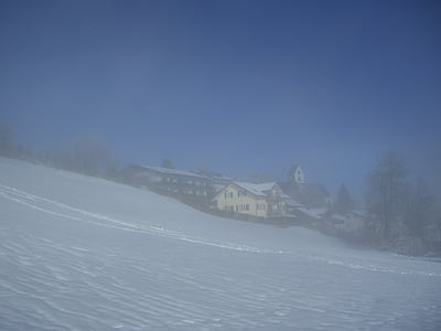 Nebel, Mittelberg, Winter, Schnee, Himmel, Blau, Allgäu