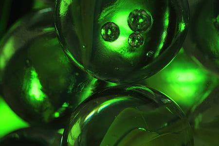 rutuliukai, žalia, stiklo, kamuoliai, rutulys, Anotacija, makro