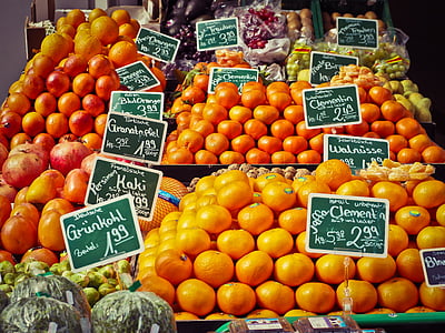 frukt, fruktstånd, frukter, marknadsstånd, friska, mat, försäljning