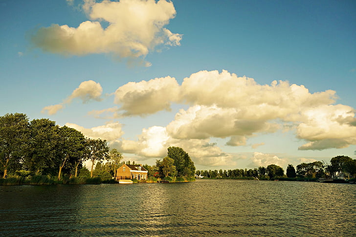 Fluss, Blick, landschaftlich reizvolle, Landschaft, 'Nabend, Amstel, Amsterdam
