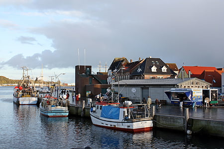 přístav, portu motivy, Baltské moře, abendstimmung, Eckernförde, Romantický, večerní obloha
