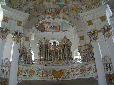 hành hương thờ wies, Nhà thờ hành hương, Bayern, nghệ thuật xây dựng, Rococo, cơ quan, thư viện ảnh
