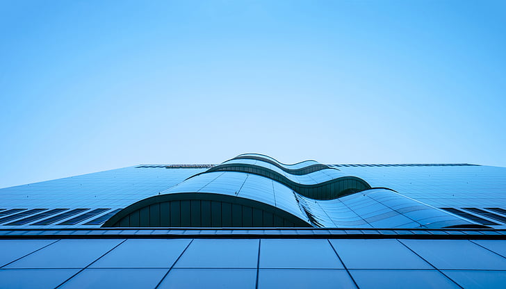 arquitetura, edifício, curvas, tiro de ângulo baixo, perspectiva, Windows