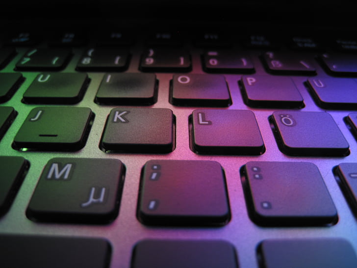 klávesnica, farebné, kľúče, laptop