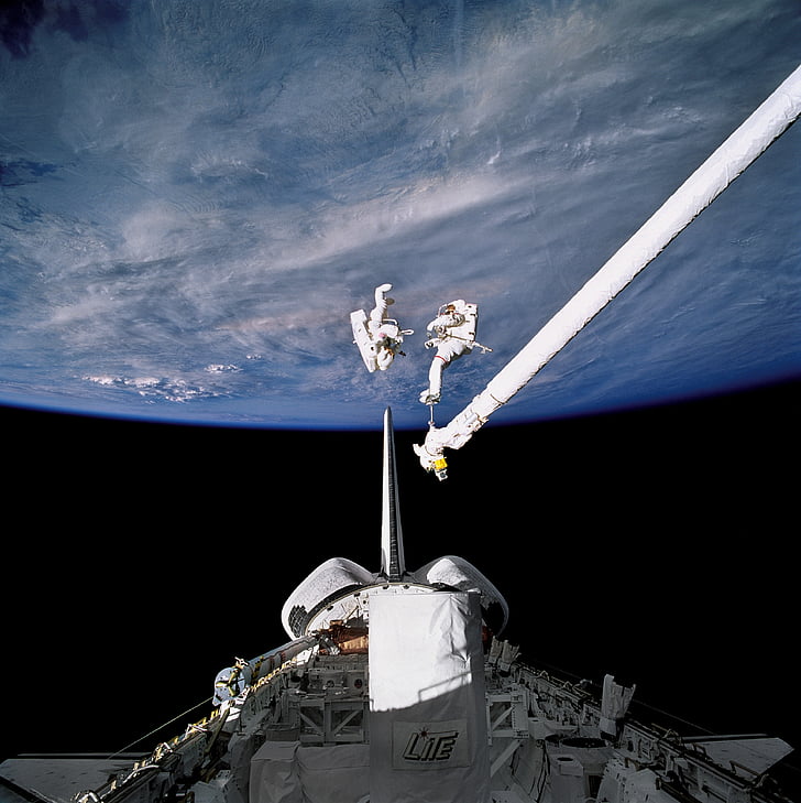 astronauti, výstupu:, priestor, kozmická loď, nástroje, oblek, Pack