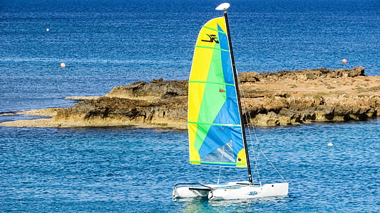barco de vela, mar, Playa, deporte, vacaciones, Turismo, Chipre