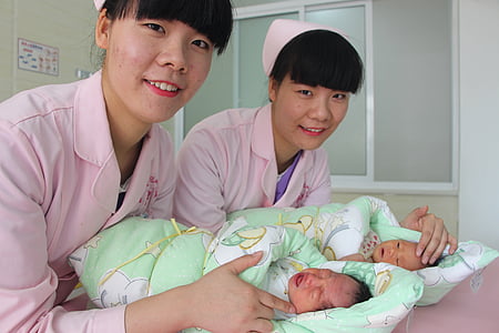 twin sisters, saint ann maternity hospital, new students, medical sisters, baby, nurse, maternity hospital