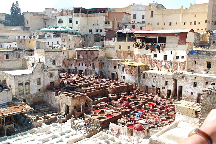 Marocko, Lär dig, färg, arbete, Fez, läder, lärande