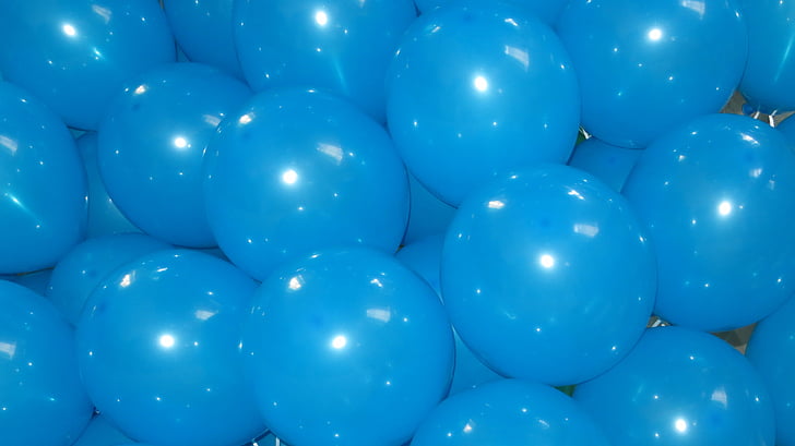 ballonnen, blauw, vliegen