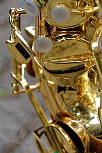 саксофон, инструмент, музыкальный инструмент, духовой инструмент, латуни инструмент, крупным планом, аналоговый
