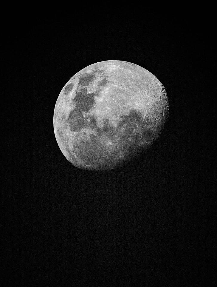 mēness, melnbalts, astrophoto