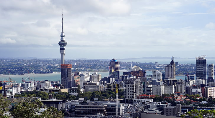 auckland, skytower, new zealand, architecture, skyscraper, big city, cityscape