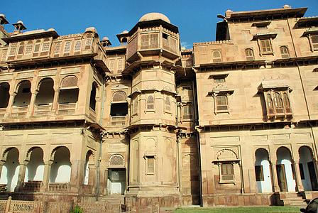 India, rajastan, Jaisalmer, Istana, Maharajah, fasad, dekorasi