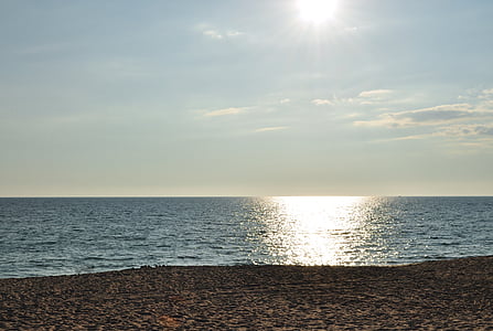 sole, mare, luce posteriore, spiaggia