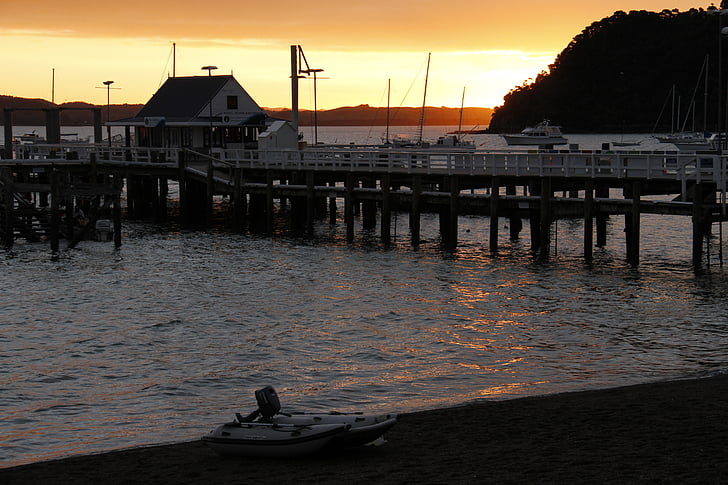Sunset, vesi, Wharf, Bay, taivas, Ocean, loma