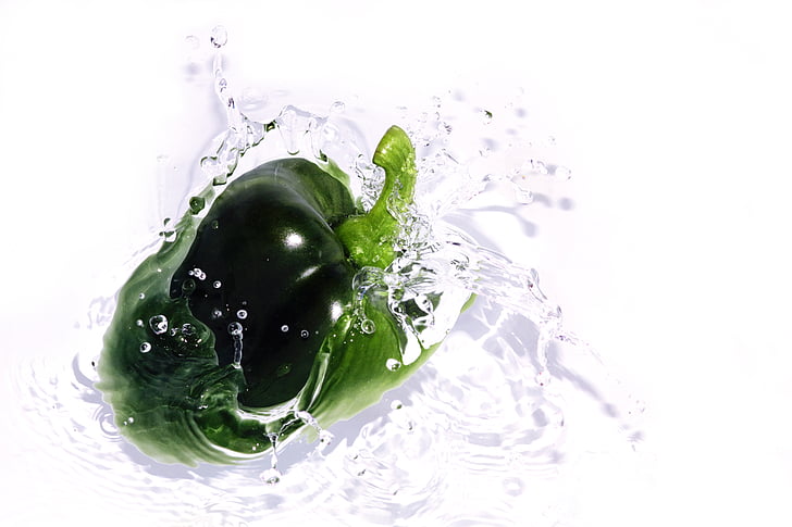 Bell pepper, alimentaire, frais, vert, poivre vert, Ripple, Splash