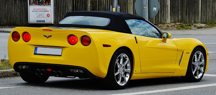Corvette, sportautó, automatikus, sebesség, sportos, sárga, n