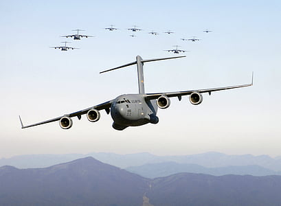 avión, avión, avión, carga, avión de carga, vuelo, militar